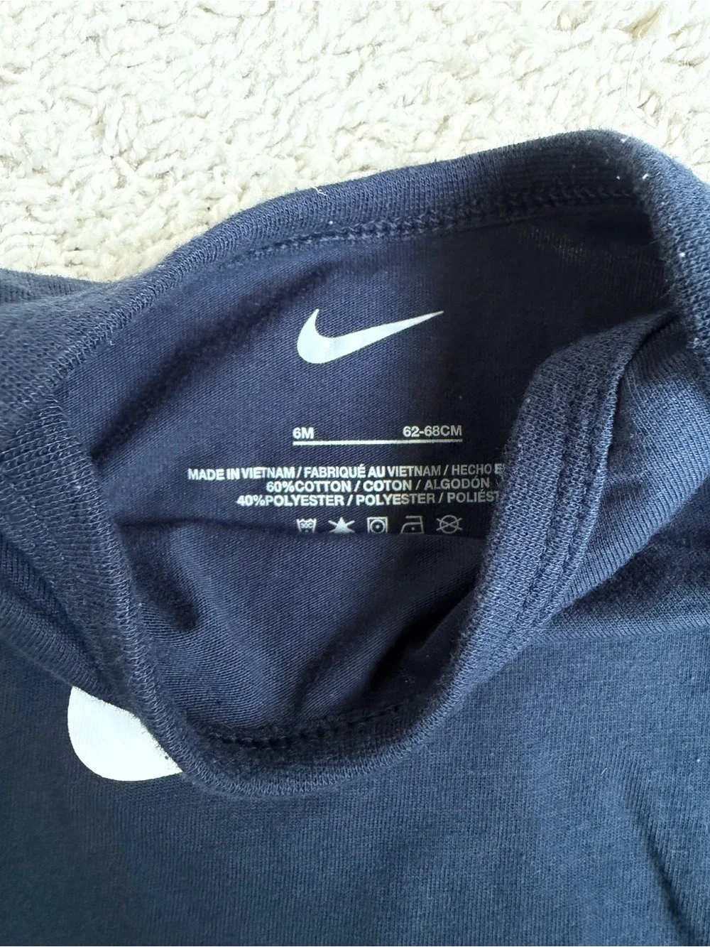 Baby Boy Nike Long Sleeve Bodysuit - Navy Blue